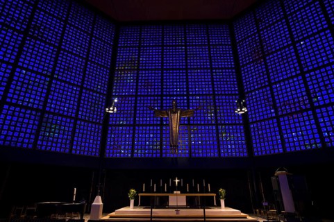 Altar room with resurrection Christ by Karl Hemmeter above the altar