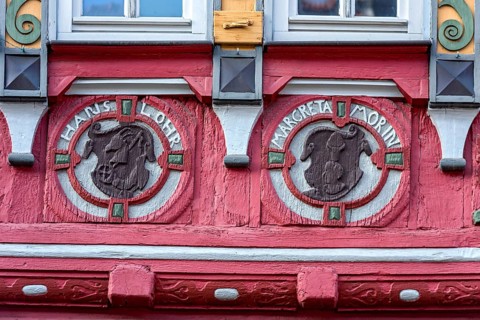 Carved family coat of arms