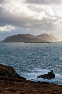 Great Blasket Island on a windy day on Dingle peninsula along the Wild Atlantic Way. Kerry
