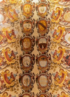 Coats of arms on ceiling of Palace of Archiginnasio