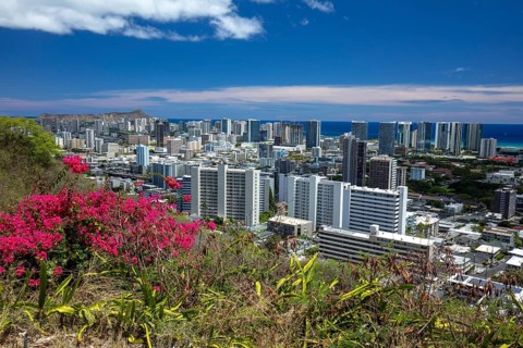 View over Honolulu to Diamond Head