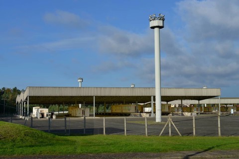 Passport and customs control point truck and bus entry