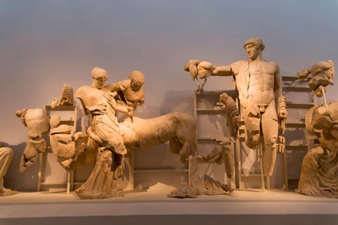 Apollo fighting with woman-stealing centaurs
