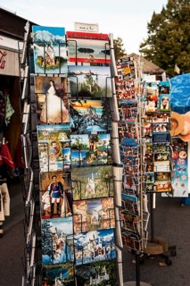 Kiosk with postcard stand