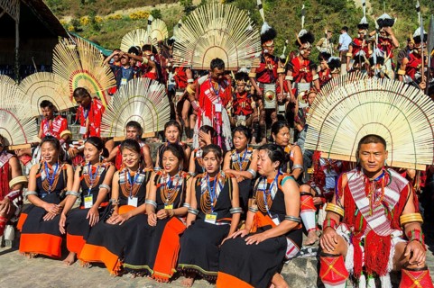 Performers gathered at the Hornbill Festival