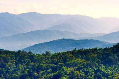 View over the hills around the town of Kohima
