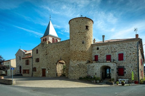 Priory and Saint-Pierre Church. Bournoncle Saint-Pierre. Haute Loire departement. Auvergne Rhone Alpes. France