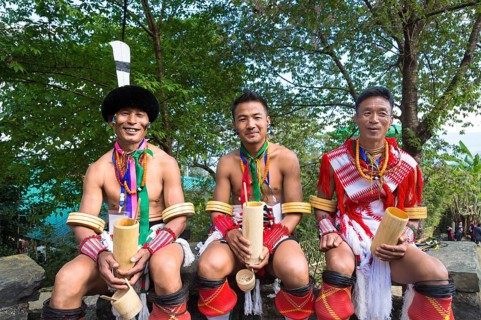 Naga tribesmen in traditional dress