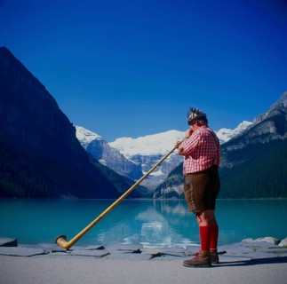 Alphorn players at Lake Louise