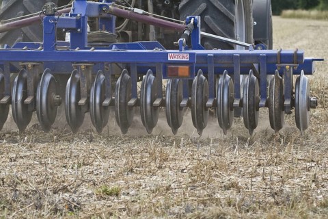Close-up of disc harrows