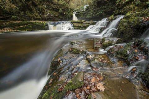 Cascading river and waterfall