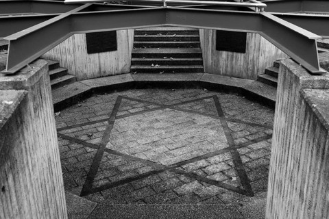 Memorial on the square of the Old Synagogue with the Star of David