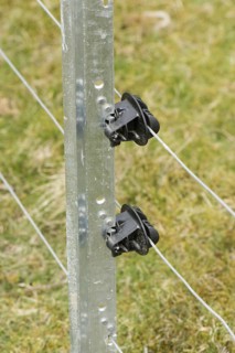 Galvanised Metal Post with Wires and Insulators for and Electric Fence for Stable Cattle