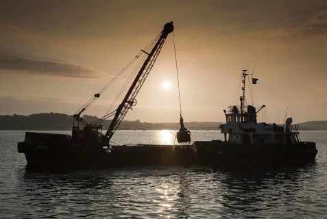 Dredger at work