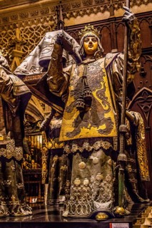 Mausoleum of Christopher Columbus with four pallbearers representing the Spanish kingdoms of Aragon