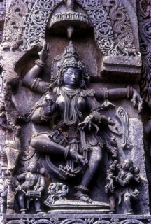 12th century statue of Natya Saraswathi in Hoysaleswara temple at Halebid or Halebidu