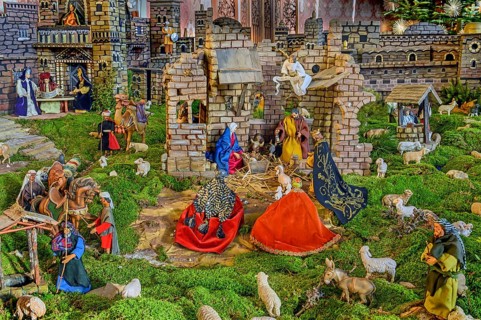 Nativity scene with the three holy kings