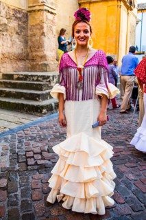 Woman in flamenco robes at the folk festival