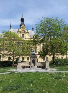 Monument to the poet Vitezslav Halek in front of the Magistrate's Court
