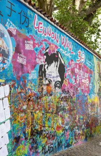 Colourful graffiti on John Lennon Wall