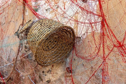 fish trap on display in Castelsardo