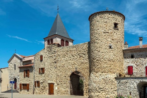 Priory and Saint-Pierre Church. Bournoncle Saint-Pierre. Haute Loire departement. Auvergne Rhone Alpes. France