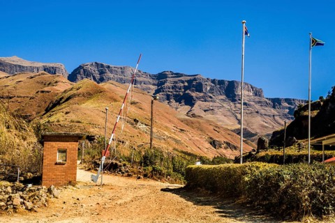 Sani Pass border control in the Kingdom of Lesotho