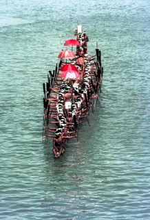 A completely decorated snake Boat