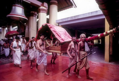 The Urchava deity is borne aloft in a Palanquin at the Tirumala Devaswom in Kochi