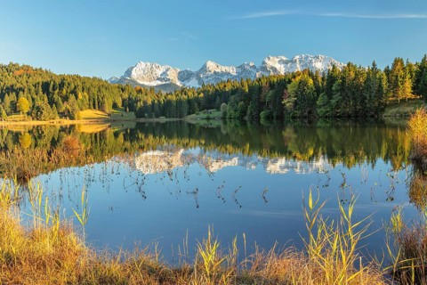 Geroldsee against Karwendel Mountains at sunset
