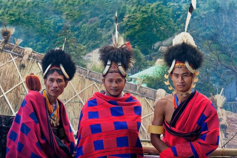 Naga tribesmen in traditional dress