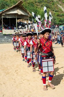 Participant parade at the Hornbill Festival