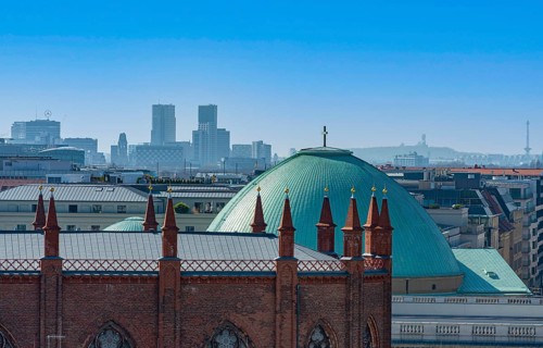 View from the roof terrace of the Stadtschloss to the Friedrichwerder Church and the roof of St Hedwig's Cathedral