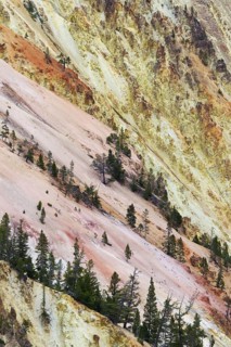 View of canyon slope with oxidising rock
