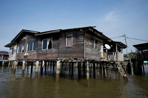 Hut on stilts in the river