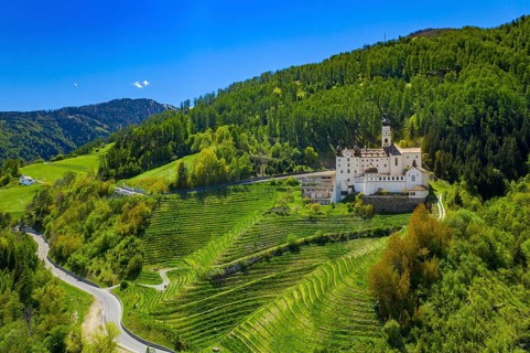 View of Abbazia di Monte Maria Val Venosta Burgusio