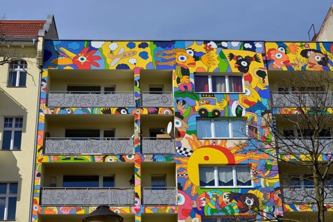Colourful apartment building