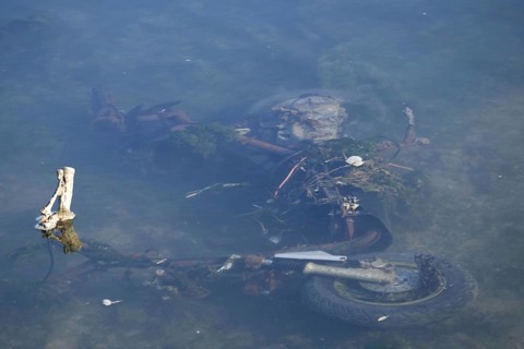Scooter submerged in the sea