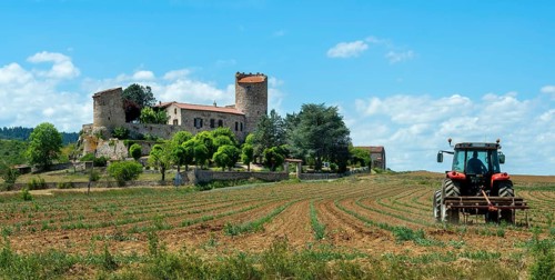 Lauriat castle. Beaumont. Haute Loire departement. Auvergne Rhone Alpes. France