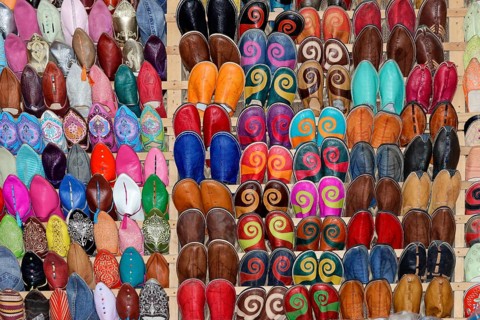 Typical Moroccan leather slippers