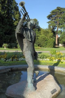 Sculpture with Trumpeter of Saeckingen at Schoenau Palace Trompeterschloesschen