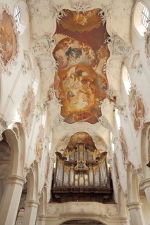 Magnificent ceiling paintings and organ from the baroque Fridolinsmuenster in Bad Saeckingen