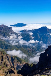 View from the summit of Roque de los Muchachos over the mountain landscape