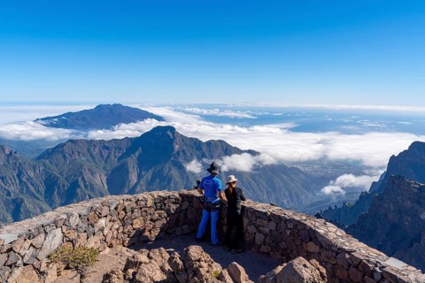 View from the summit of Roque de los Muchachos over the mountain landscape