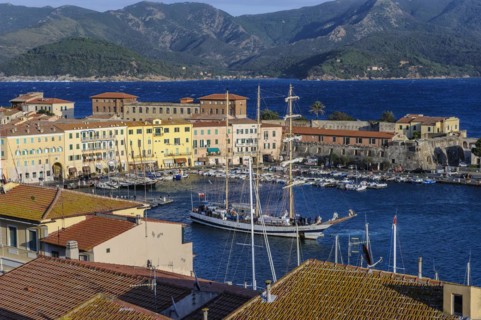 View of the old harbour of Portoferraio