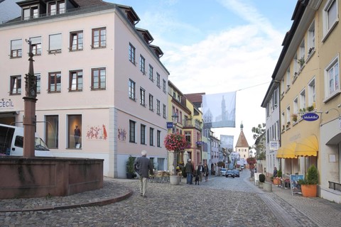 View from the market place in main street in Endingen
