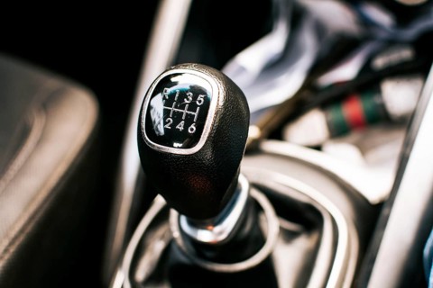 Manual gear lever of a car. Close up of a car gear stick manual transmission