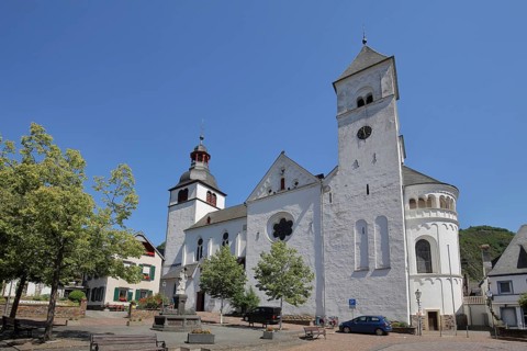 Romanesque Collegiate Church of St Castor and Moselle Cathedral on Lindenplatz in Karden