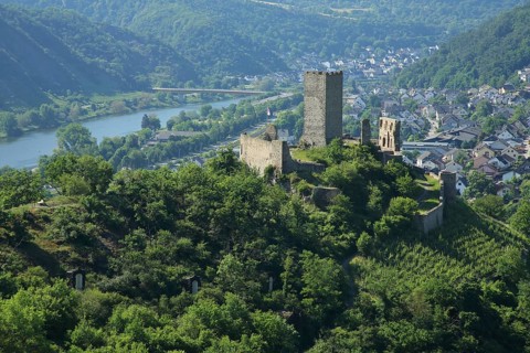 View of Niederburg Castle and Moselle Valley in Kobern