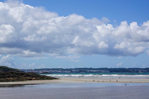 Sandy beach beach Sainte-Anne-la-Palud at low tide